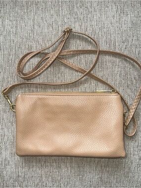 Women's Faux Leather Crossbody Bag in Nude Beige
